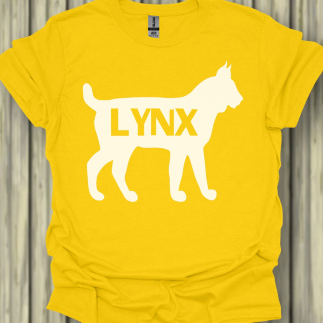 Lynx silhouette blanche avec texte T-shirt tendance 