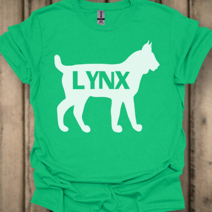 Lynx silhouette blanche avec texte T-shirt tendance 
