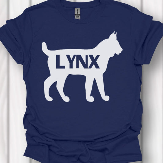 Lynx silhouette blanche avec texte T-shirt intemporel 