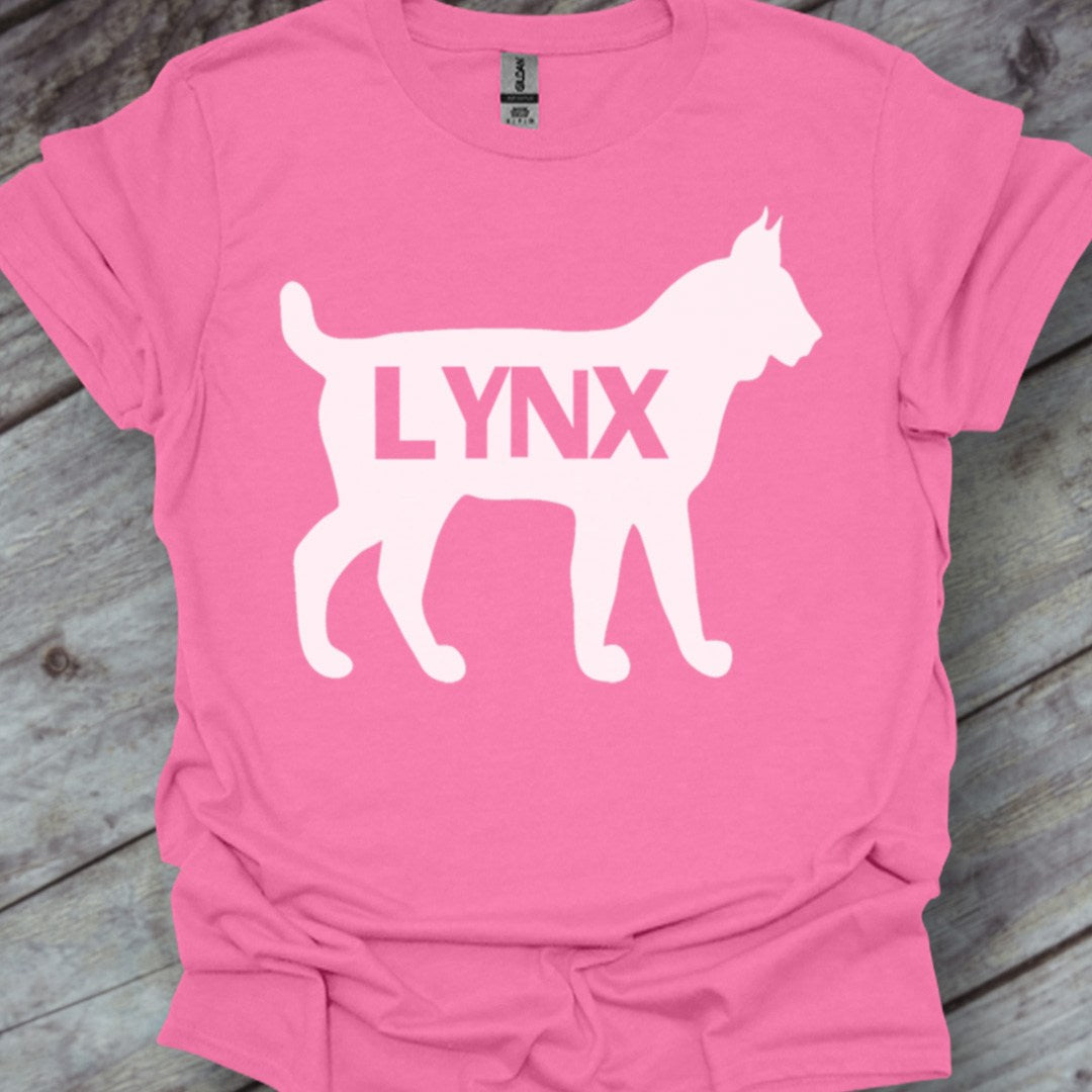 Lynx silhouette blanche avec texte T-shirt tendance 