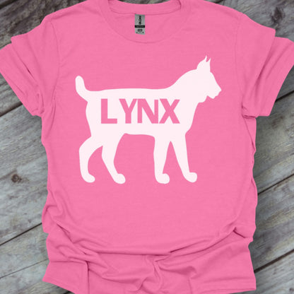 Lynx silhouette blanche avec texte T-shirt tendance 