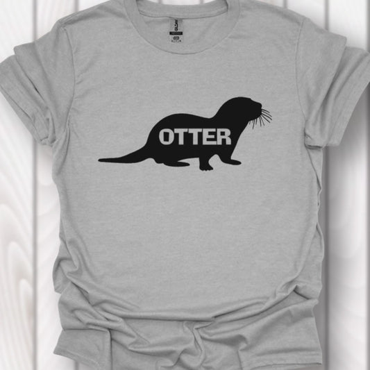 Otter silhouette with text black timeless T-shirt