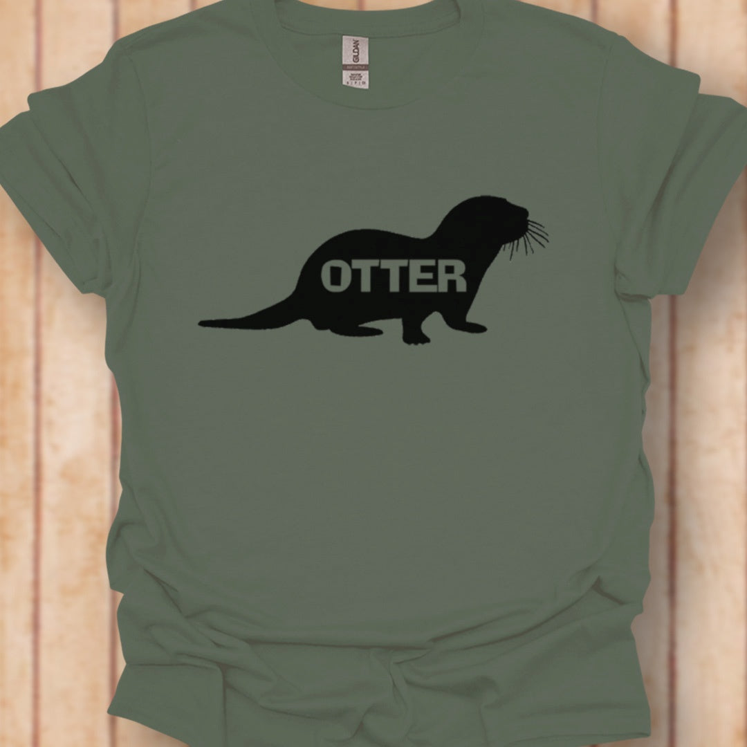 Otter silhouette with text black timeless T-shirt