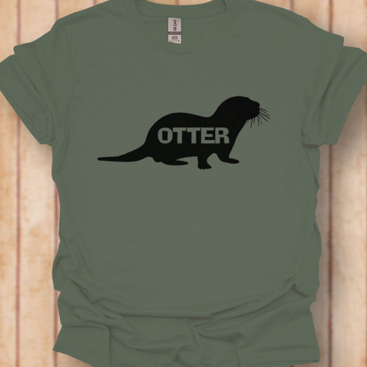 Otter silhouette with text black timeless T-shirt
