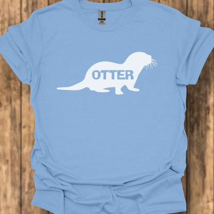 Otter silhouette with text white trendy T-shirt