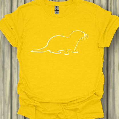 Otter outline white trendy T-shirt
