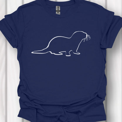 Otter outline white trendy T-shirt
