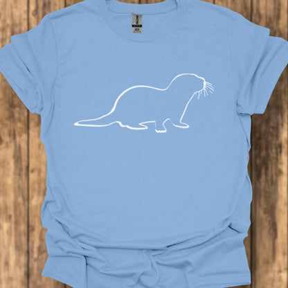 Otter outline white trendy T-shirt