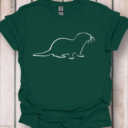 Otter outline white trendy T-shirt