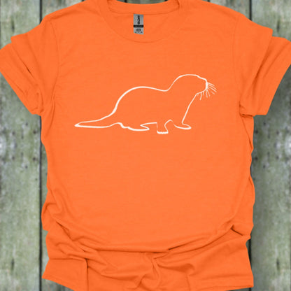 Otter outline white trendy T-shirt