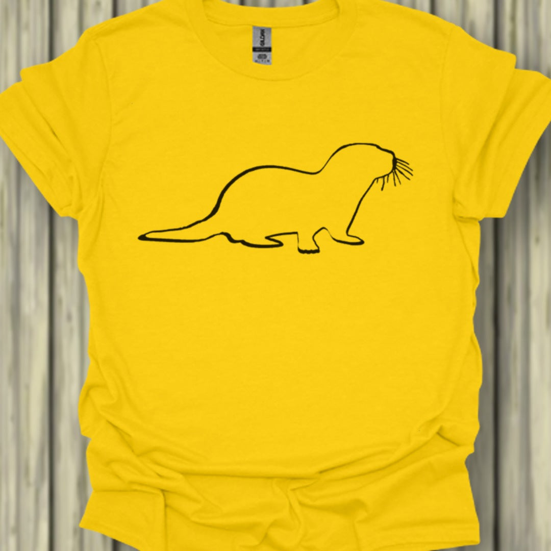 Otter outline black trendy T-shirt