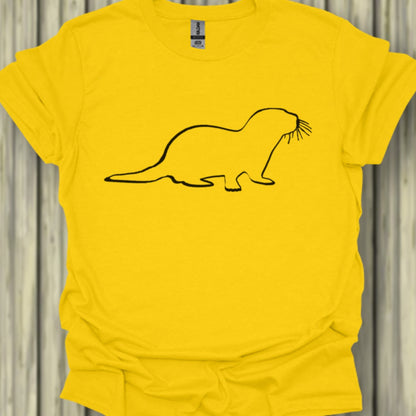 Otter outline black trendy T-shirt