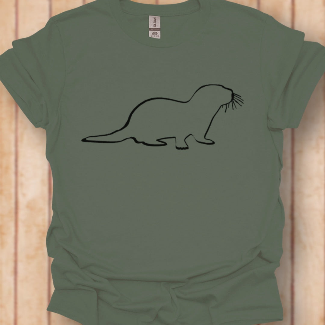 Otter outline black timeless T-Shirt