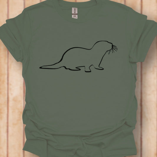 Otter outline black timeless T-Shirt
