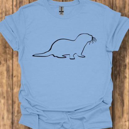 Otter outline black trendy T-shirt