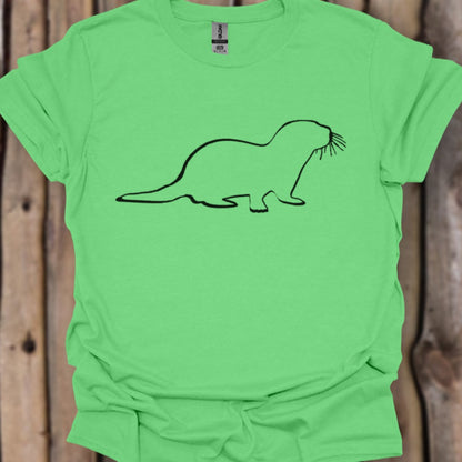 Otter outline black trendy T-shirt