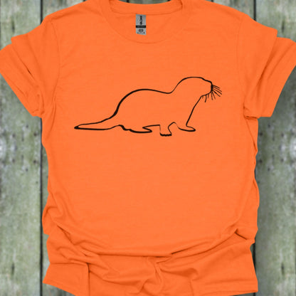 Otter outline black trendy T-shirt