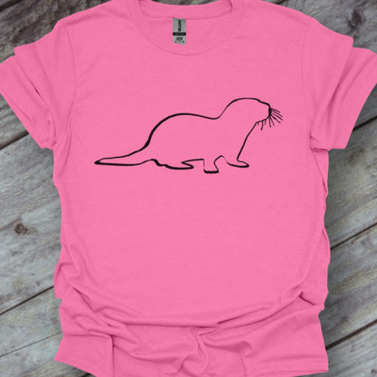 Otter outline black trendy T-shirt