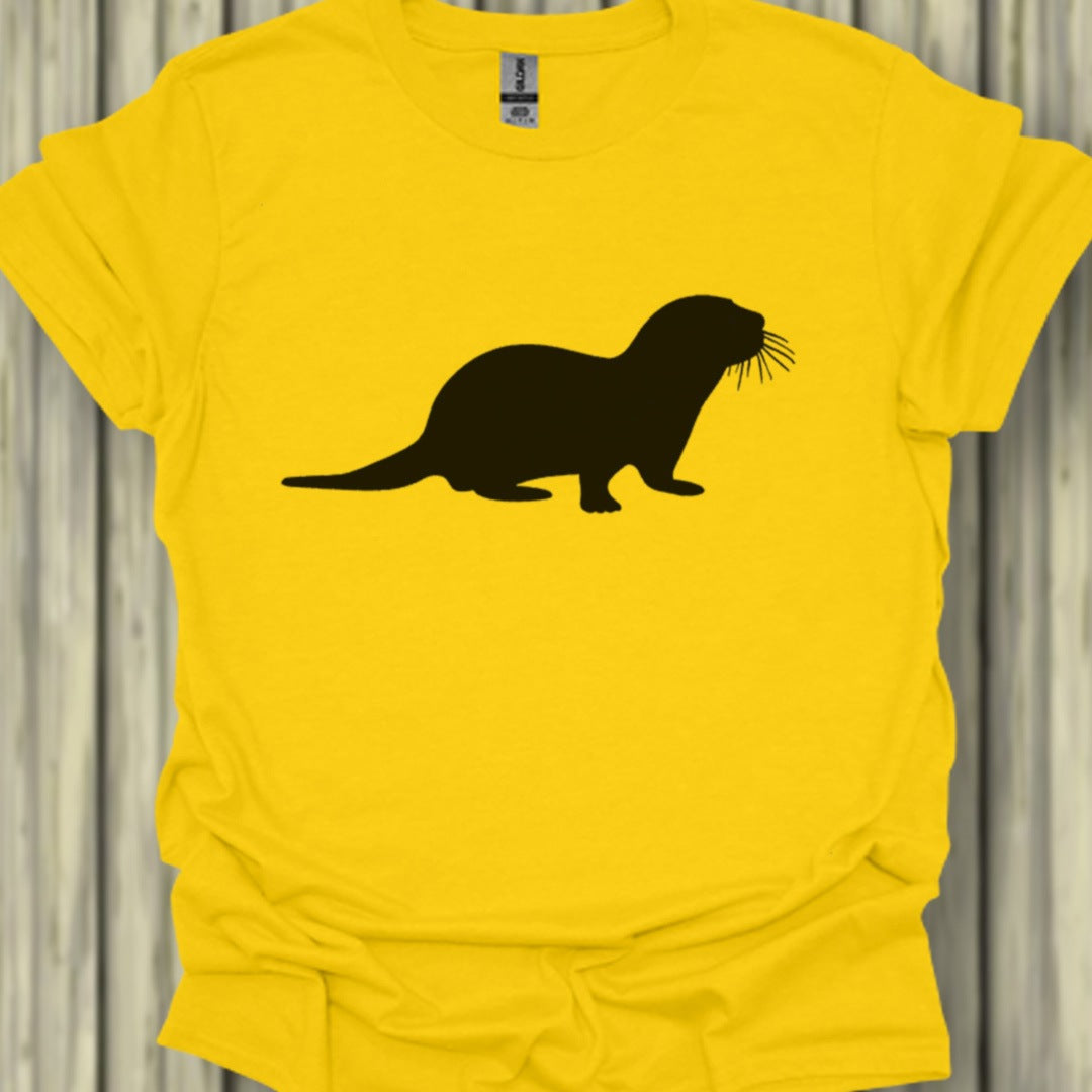 Otter silhouette black trendy T-shirt