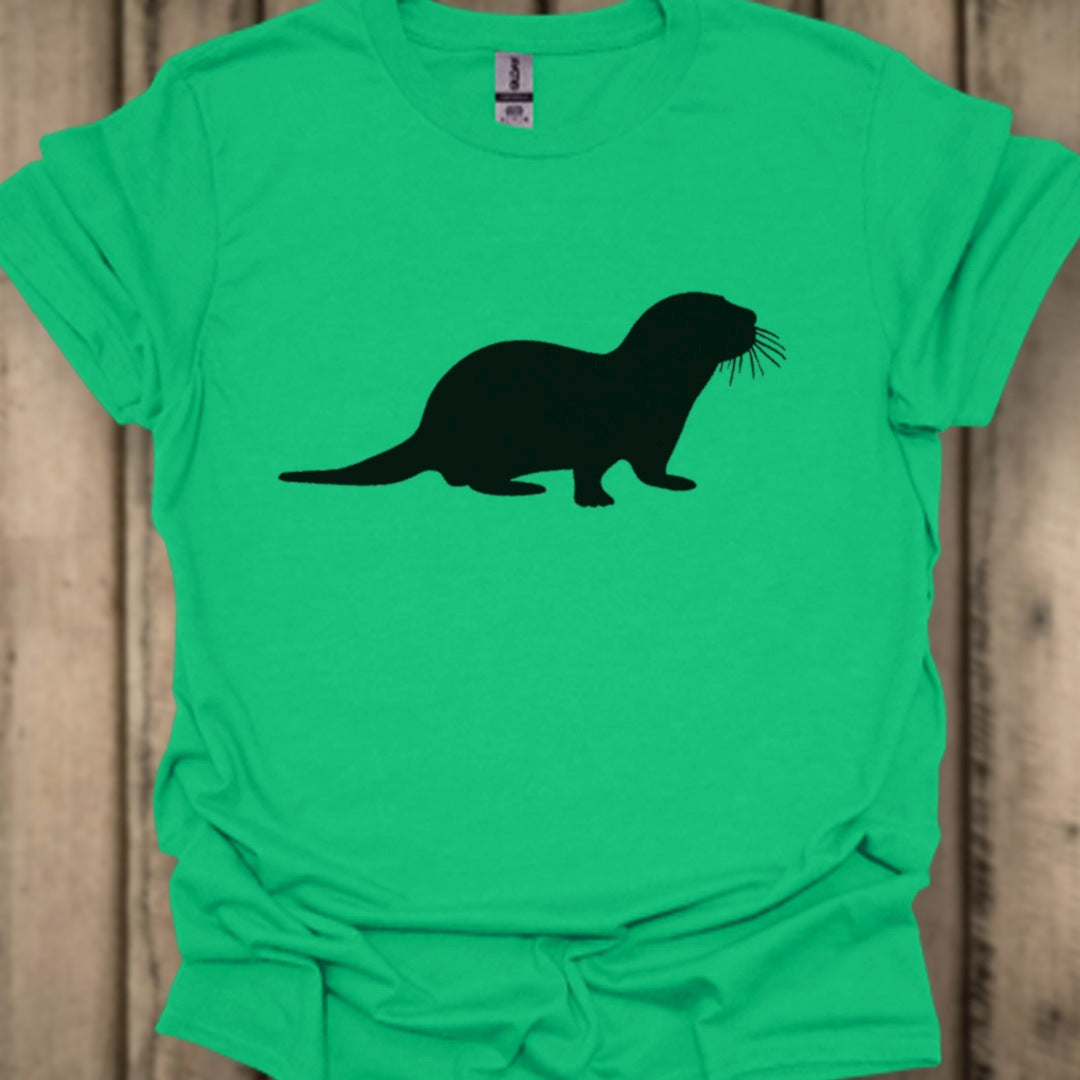Otter silhouette black trendy T-shirt