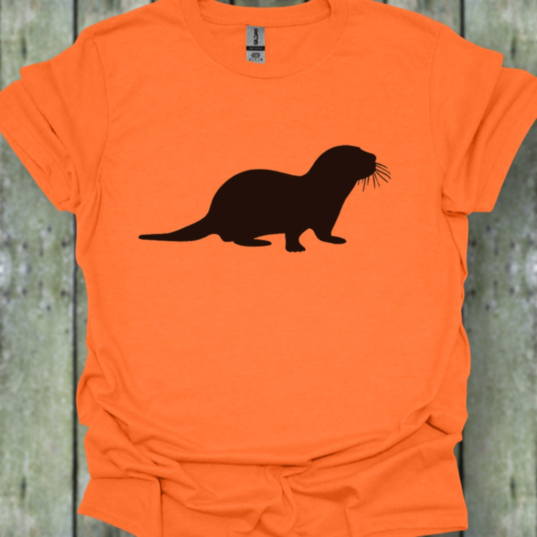 Otter silhouette black trendy T-shirt