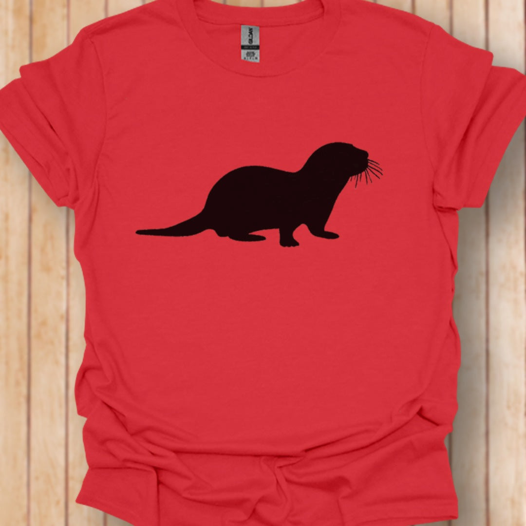 Otter silhouette black trendy T-shirt