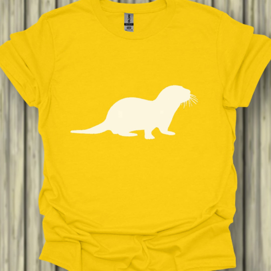 Otter silhouette white trendy T-shirt