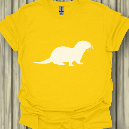 Otter silhouette white trendy T-shirt