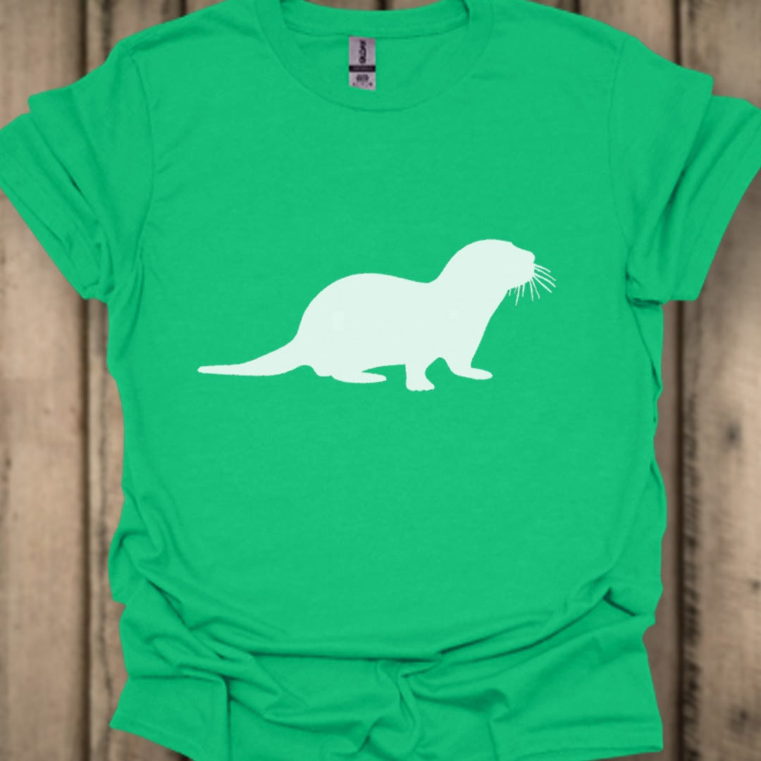 Otter silhouette white trendy T-shirt