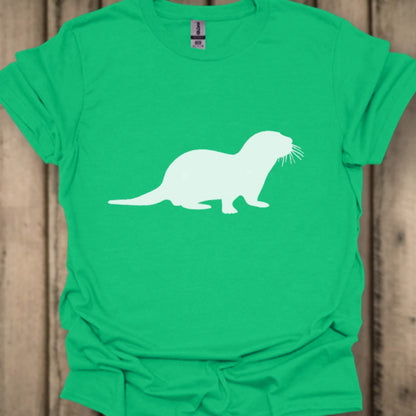 Otter silhouette white trendy T-shirt