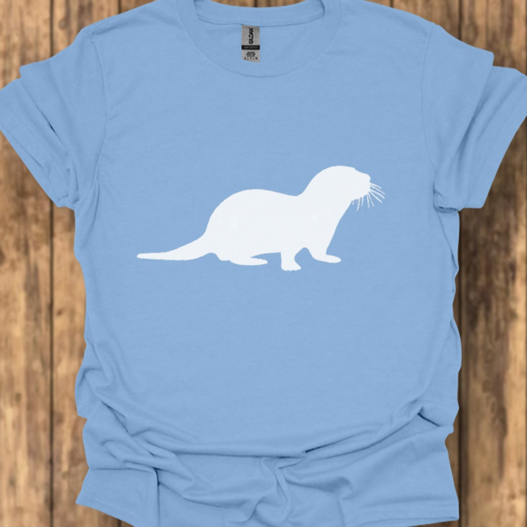Otter silhouette white trendy T-shirt