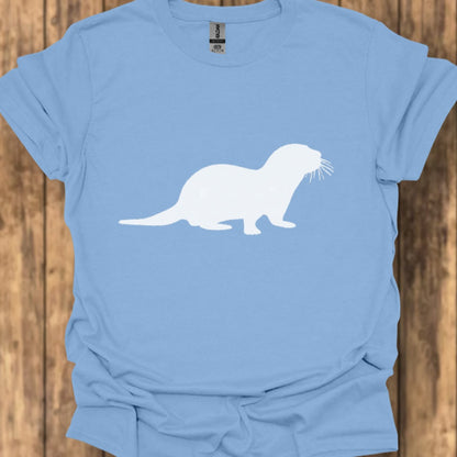 Otter silhouette white trendy T-shirt