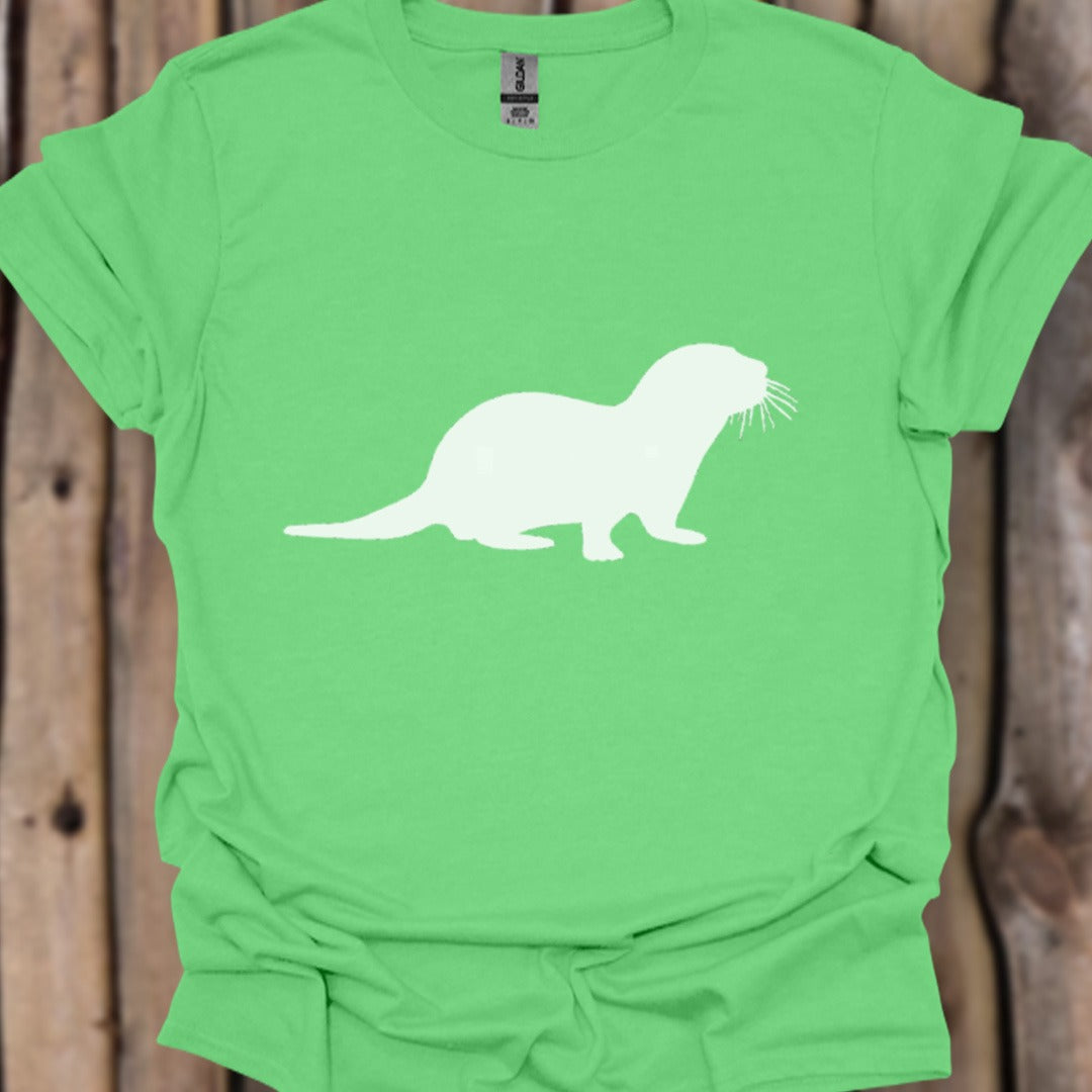 Otter silhouette white trendy T-shirt