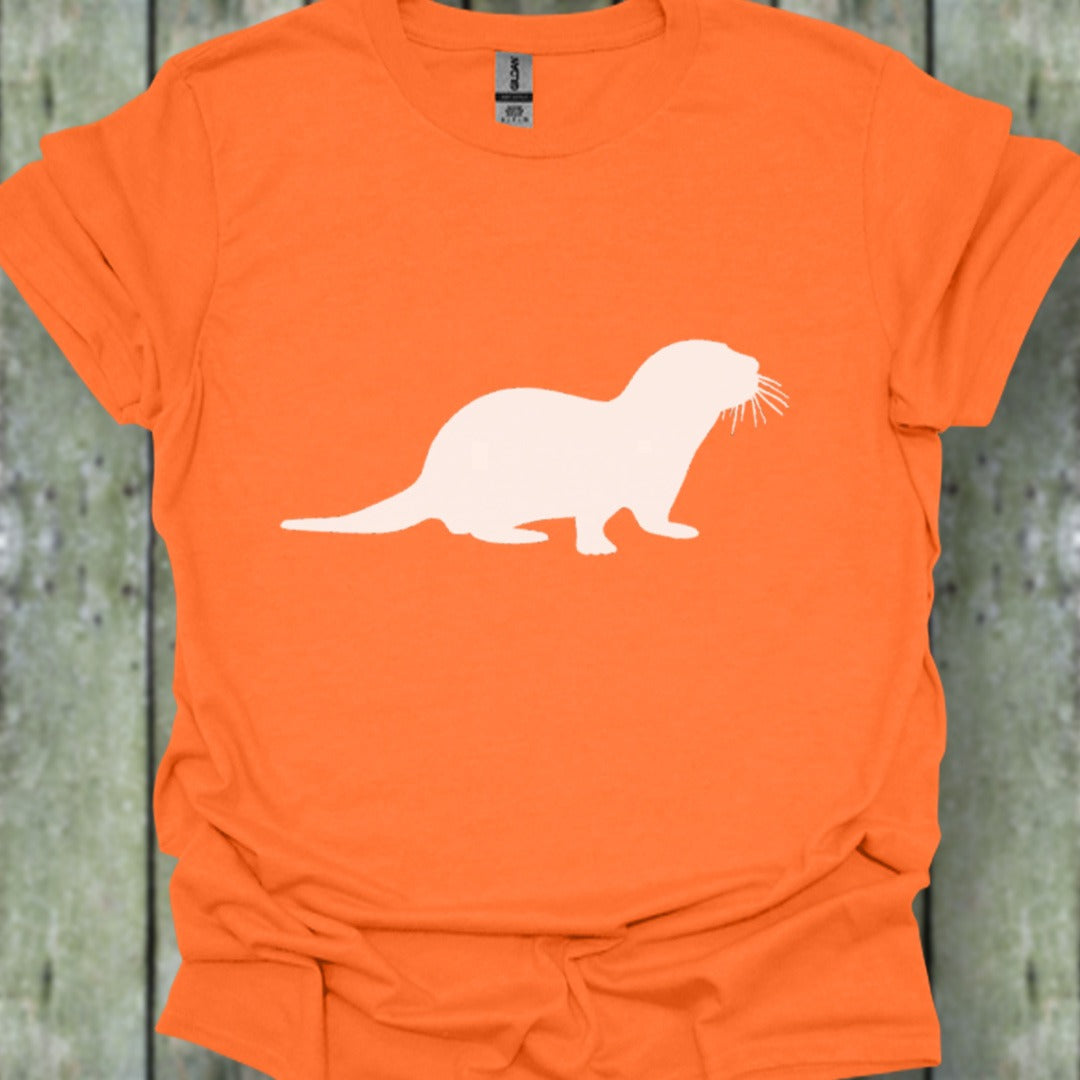 Otter silhouette white trendy T-shirt