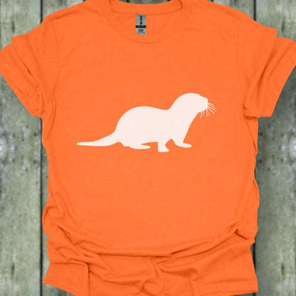 Otter silhouette white trendy T-shirt