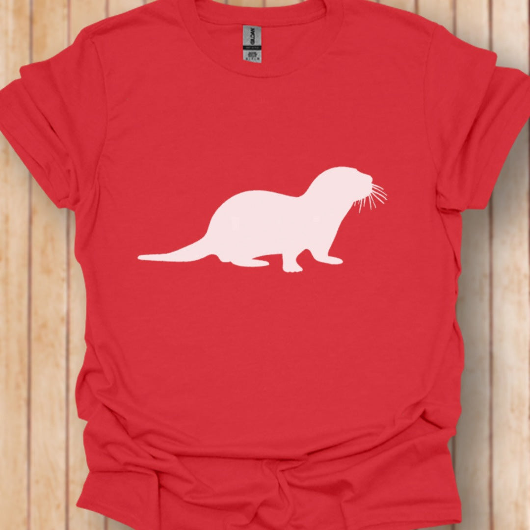 Otter silhouette white trendy T-shirt