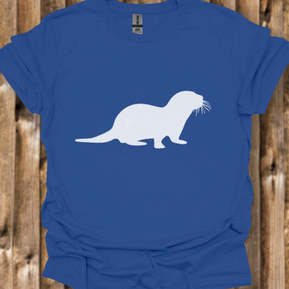 Otter silhouette white trendy T-shirt