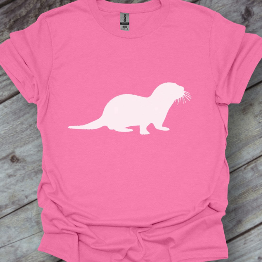 Otter silhouette white trendy T-shirt