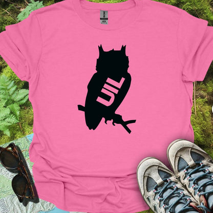 Uil silhouet met tekst zwart trendy T-shirt