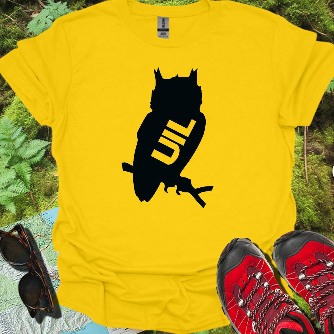 Uil silhouet met tekst zwart trendy T-shirt