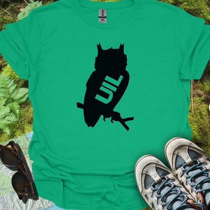 Uil silhouet met tekst zwart trendy T-shirt
