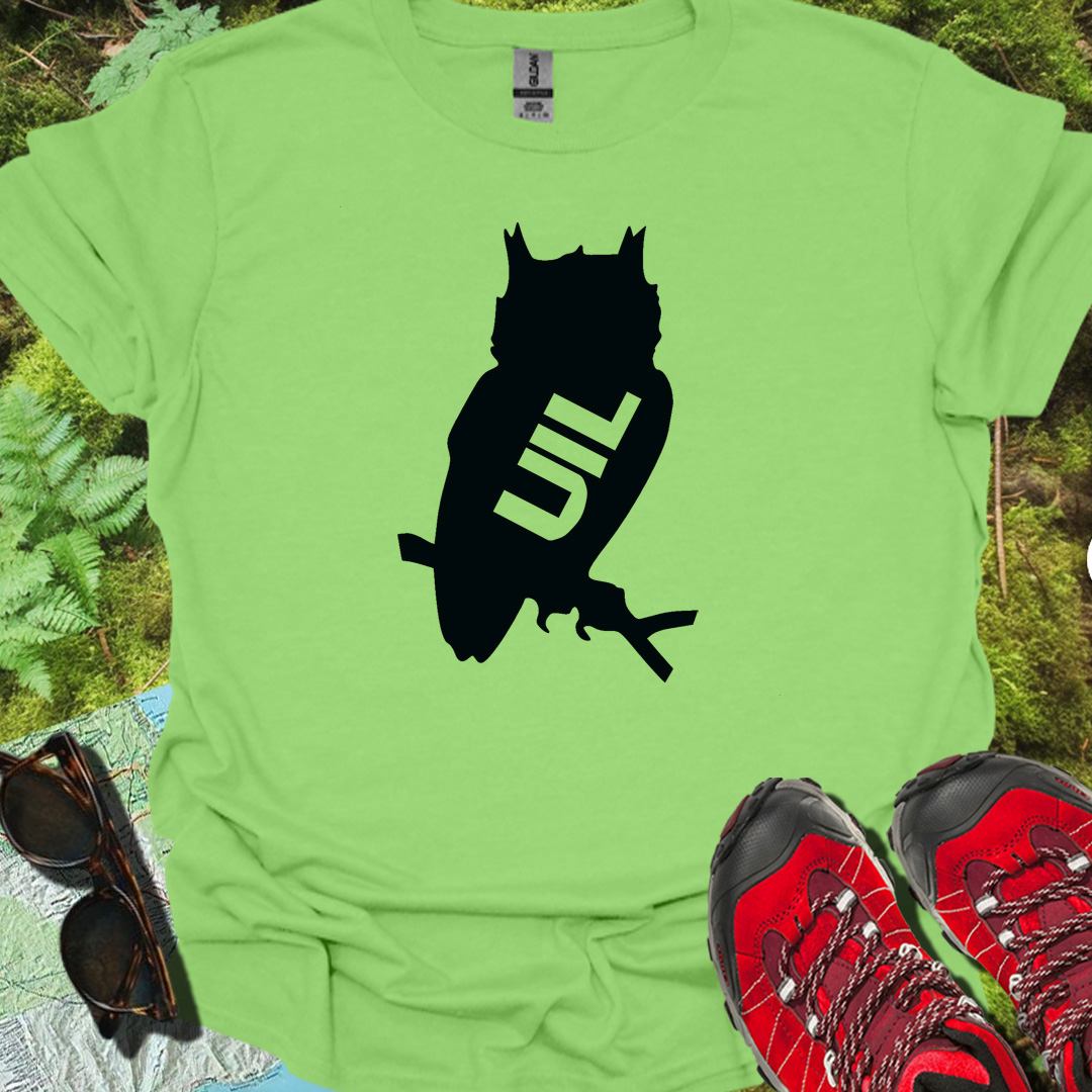 Uil silhouet met tekst zwart trendy T-shirt