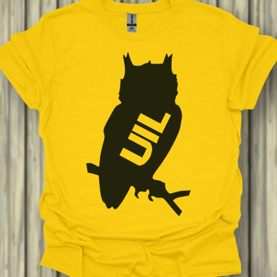 Uil silhouet met tekst zwart trendy T-shirt