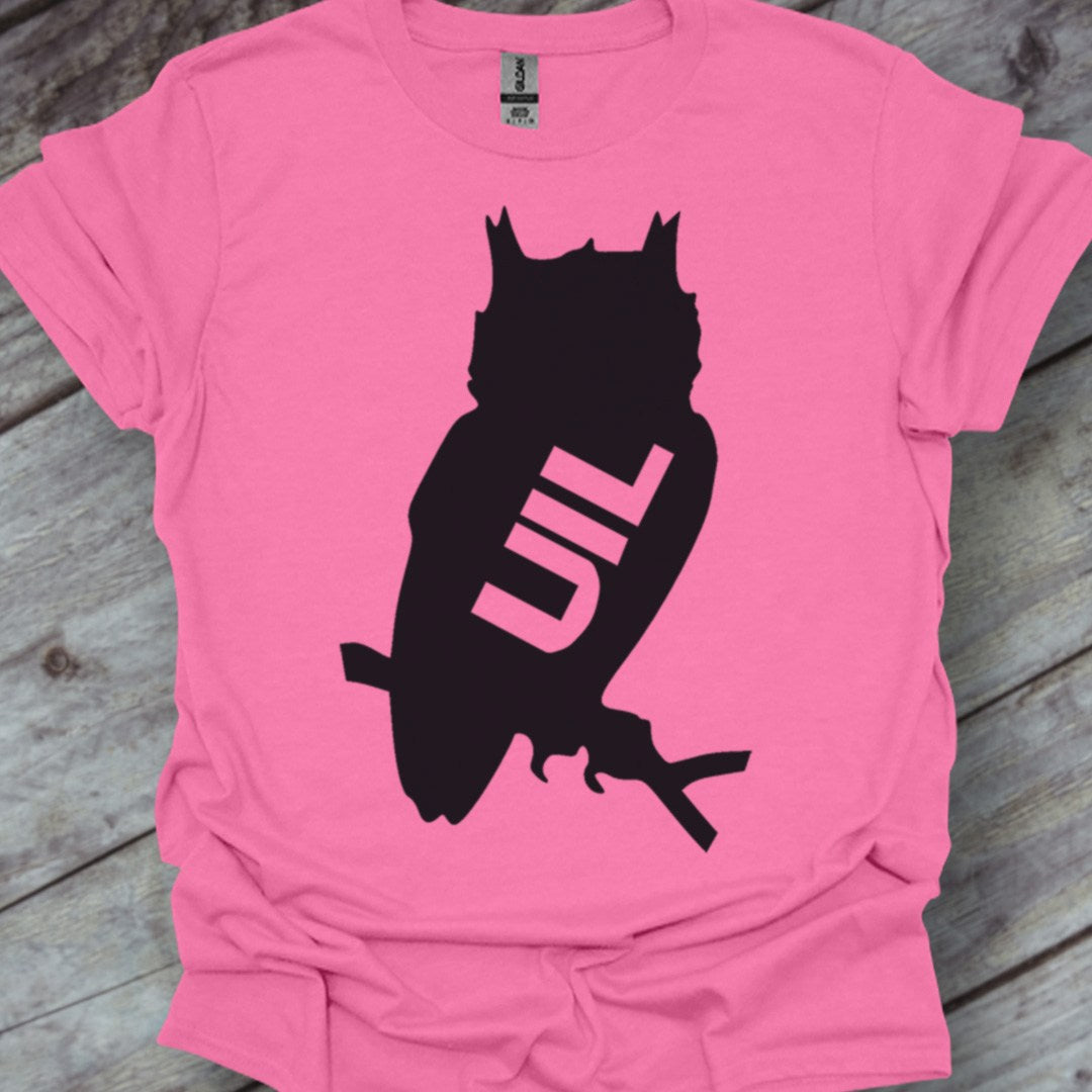 Uil silhouet met tekst zwart trendy T-shirt