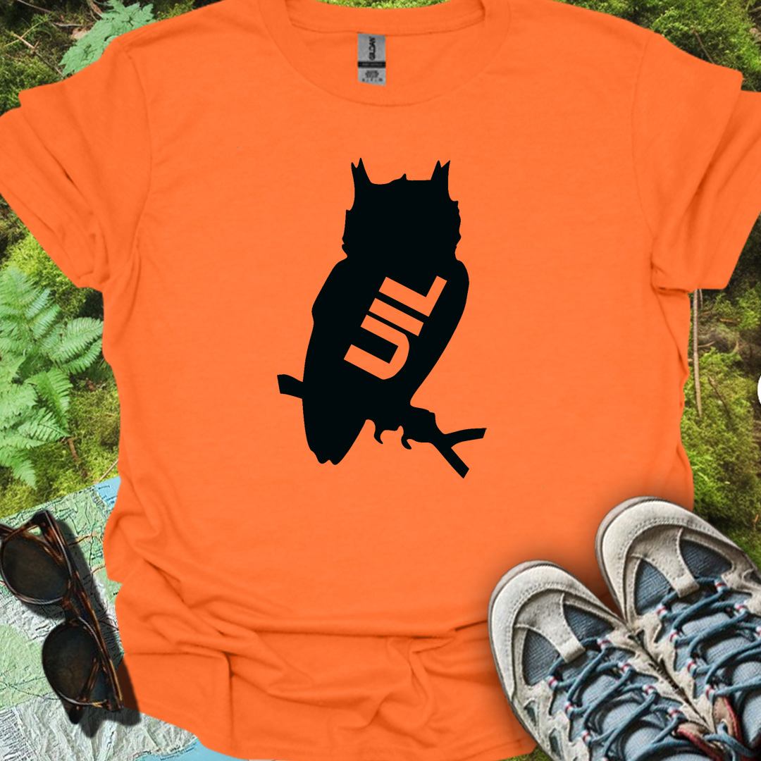 Uil silhouet met tekst zwart trendy T-shirt