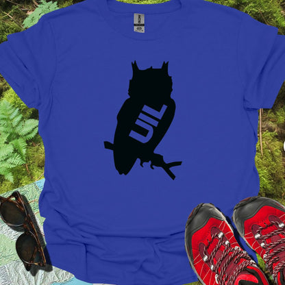 Uil silhouet met tekst zwart trendy T-shirt