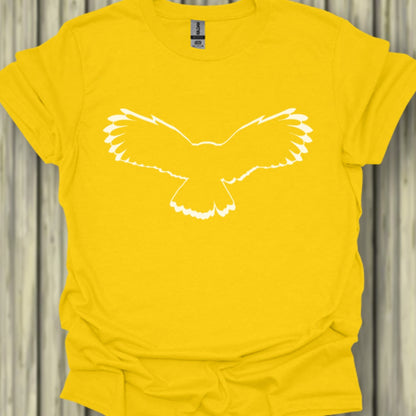 Uil vliegend outline wit trendy T-shirt