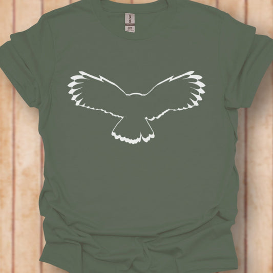 Uil vliegend outline wit tijdloos T-shirt