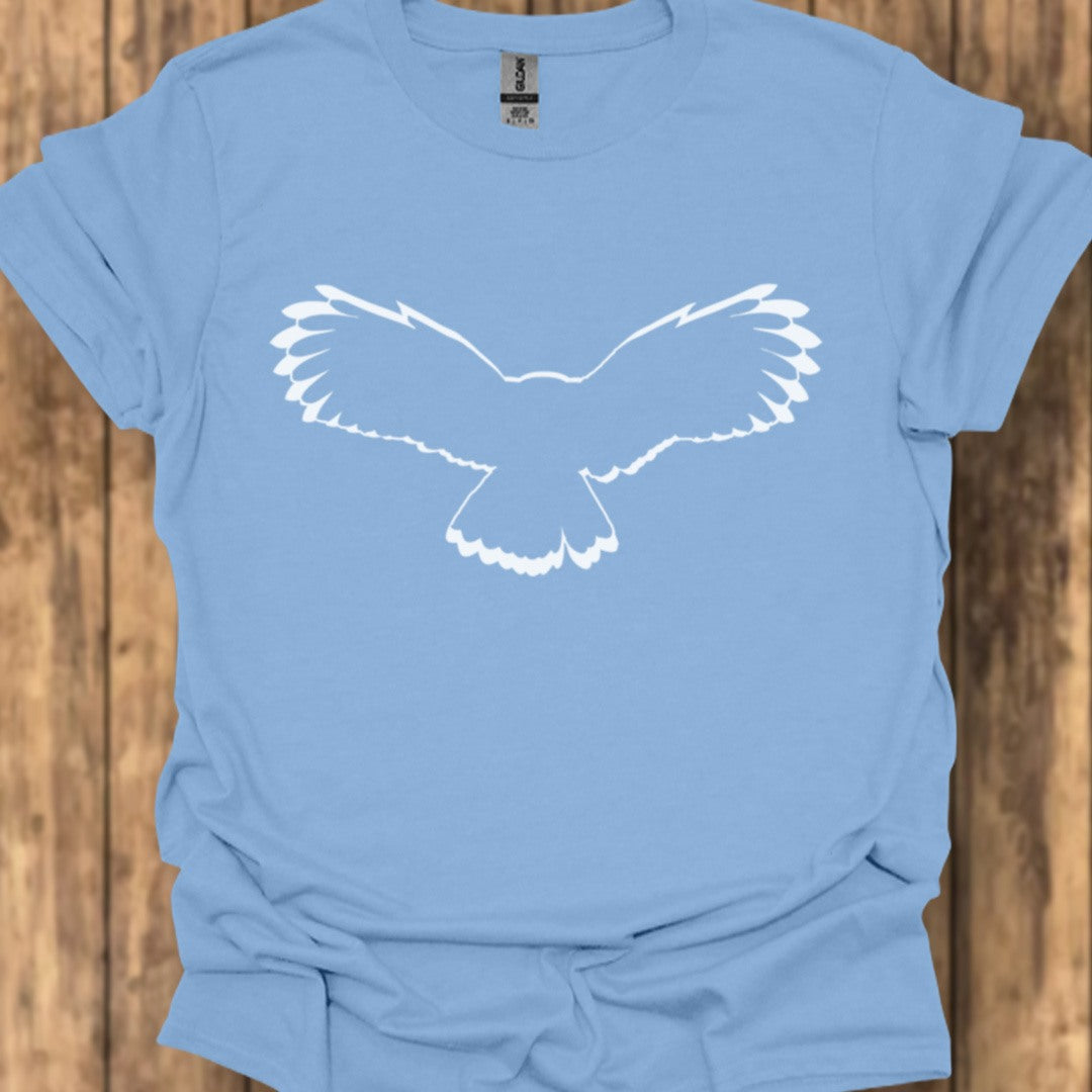 Uil vliegend outline wit trendy T-shirt