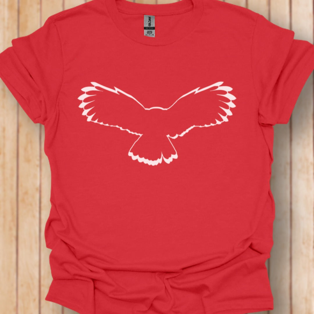 Uil vliegend outline wit trendy T-shirt